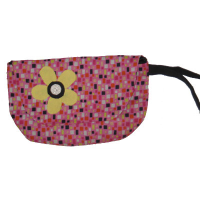 Wristlet Pink and Yellow with Flower